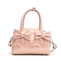 Rosa Handtasche mit Schleife aus glänzendem Leder und Tragegriffen für Damen - Rosa