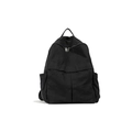 Classic black canvas backpack for women with large capacity and minimalist vintage design - Black