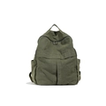 Retro army green washed canvas backpack for women with large capacity and zip closure - Green