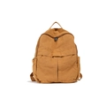 Retro washed canvas backpack for women in camel brown with large capacity and side pockets - Brown
