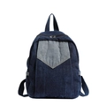 Damen-Rucksack aus Denim-Patchwork in Dunkel- und Hellblau mit Doppelreißverschluss - Dunkelblau