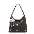 Borsa tote grigio antracite con toppe a cuore colorate e ciondolo a nuvola soffice - Con Ciondolo / Nero