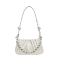 Borsa a mano bianca con design a nuvola e catena decorativa con perle argentate - Bianco Sporco