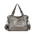 Metallic dark gray tote bag with double handles and adjustable crossbody strap - Champagne