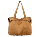 Retro canvas tote bag in tan with wide shoulder straps and durable cross stitching - Brown