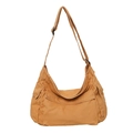 Borsa a tracolla vintage in tela giallo zenzero con tracolla regolabile e tasche laterali - Marrone