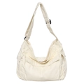 Borsa tote minimalista in tela bianca con tracolla regolabile e tasche utili - Bianco