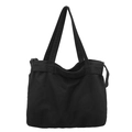 Minimalist black canvas tote bag with thick fabric and versatile shoulder straps - Black