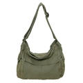 Borsa a tracolla versatile in tela verde militare con tasche multiple e tracolla regolabile - Verde