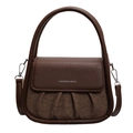 Vintage dark brown crossbody bag with pleated texture and top handle in a sleek design - Brown