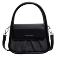 Chic black and gray patchwork crossbody bag with silver hardware and top handle - Black