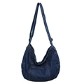 Borsa hobo vintage in denim blu navy lavato con grande capacità e tracolla regolabile - Blu scuro