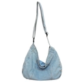 Borsa hobo in denim lavato azzurro con tracolla regolabile e grande capacità interna - Azzurro