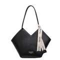 Schwarze Handtasche aus Kunstleder mit vertikalen Streifen und Logo-Gurtband - Schwarz