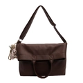 Borsa tote in pelle martellata testa di moro con ciondolo a orsetto e tracolla larga - Con Ciondolo / Marrone