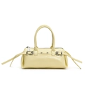 Borsa a mano Boston giallo crema in ecopelle lucida con fibbia decorativa argento - Giallo