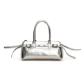 Elegante borsa da bowling retrò argento con finitura metallizzata e fibbie decorative - Argento
