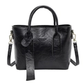 Borsa tote classica in pelle PU nera con ganci dorati e doppi manici superiori - Nero