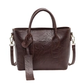 Borsa a secchiello in pelle marrone scuro con manici e tracolla regolabile stile vintage - Marrone