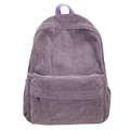 Purple corduroy backpack for women with large capacity and front zipper pocket - Purple