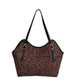 Große Shopper Tasche mit Leopardenmuster, schwarzen Griffen und Goldschnallen 2024 - Kaffeebraun