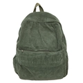 Dark green corduroy backpack with vintage ribbed texture and large capacity design - Green