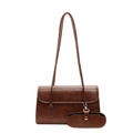 Vintage brown large capacity faux leather shoulder bag with matching accessory pouch - Tan