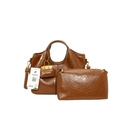 Set borse marrone vintage in ecopelle con tracolla e dettagli in metallo dorato - Marrone