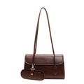 Vintage dark brown faux leather underarm bag with matching small detachable pouch - Brown