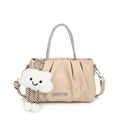 Sac à bandoulière plissé beige avec poignée en strass et breloque nuage mignonne - Avec Pendentif / Kaki