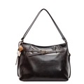 Bolso de hombro vintage de cuero sintético marrón oscuro con colgante de béisbol y hebilla - Con Colgante / café