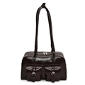 Borsa a spalla retrò marrone scuro capiente in ecopelle con tasche esterne - Cioccolato