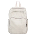 Mochila clásica de pana para mujer en color beige con diseño minimalista multibolsillos - Blanco