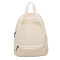 Japanese style cream white corduroy backpack with large capacity for students - White