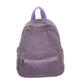 Minimalist purple corduroy backpack for women with classic stripes and large capacity - Purple