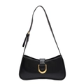 Sac sous le bras minimaliste en noir avec bandoulière réglable et boucle dorée en D - Noir