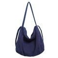Borsa tote in tela blu navy con chiusura a zip e grande capacità per uso quotidiano - Blu