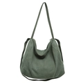 Grand sac fourre-tout en toile vert foncé minimaliste avec bandoulière et fermeture éclair - Vert