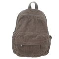 Vintage brown corduroy mini backpack with front zipper pocket and striped texture - Gray