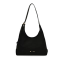 Retro black matte bucket tote bag with adjustable shoulder strap and gold hardware - Black