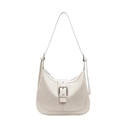 Borsa hobo retrò bianco crema con tracolla regolabile e dettaglio fibbia argento - Bianco Sporco