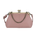 Borsa a conchiglia retrò rosa antico con chiusura a scatto e tracolla a catena chic - Rosa
