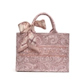 Borsa tote con ricamo paisley rosa con manico a foulard e design con trama floreale - Piccolo / Rosa