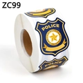 Dettaglio di un rotolo di adesivi distintivo della polizia con scudi blu e oro - Stile Scudo Polizia (ZC99)