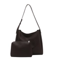 Set borsa a due pezzi marrone scuro con grande borsa hobo e pochette piccola abbinata - Marrone