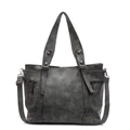 Vintage γκρι τσάντα tote για γυναίκες από ματ δέρμα με ρυθμιζόμενο λουράκι ώμου - Γκρι