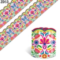 Colorful Mexican floral bulletin board border trim with scalloped edges for classroom decor - Mexican Floral Style (ZD53) / ZD53