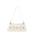 Bolso de hombro blanco roto con hebilla de bocado y acabado minimalista de cuero liso - Blanco