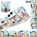10m rainbow scalloped bulletin board border stickers featuring world travel landmarks - Travel Theme (ZD55)