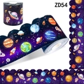 Rainbow astronaut space theme 10m scalloped bulletin board border trim roll stickers - Space Theme (ZD54)
